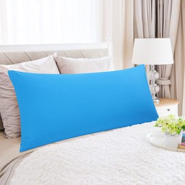 PiccoCasa Body Pillow Cover Egyptian Cotton Bolster Pillow Cases - 300 Thread Count Super Soft and Breathable Long Body Pillowcase with Zipper Closure Blue 20"x54"/ 4.6ft