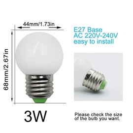 BROLSKUN E27 G45 Screw Base LED Bulb 3 W (40 Watt Halogen Bulb Equivalent) AC 220 V-240 V Not Dimmable Natural White 4000 K, Pack of 6 [Reusable]