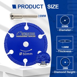 SHDIATOOL Diamond Cutting Disc Saw Blades with 5pcs 6MM Round Shank 50MM Cut Off Wheel Metal Cutter for Steel Tube Iron Rebar Abrasive Wheel 5pcs