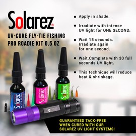 SOLAREZ Fly Tie UV Cure Resin Pro Roadie Kit ~ Thin-Hard, Thick-Hard, Flex, 3 Pack (.5 oz Tubes) w UV Fly Tye Flashlight ~ Clear Fly Tie Resin Glue for Forming, Shaping - Coating, Made in The USA