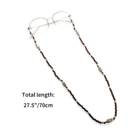 Damanse Beaded Glasses Chain,Eyeglass Sunglass Strap for Women Stylish,Fashion Natural Stone Eye Glasses Holders around Neck (Rosewood)