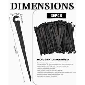KGDUYC Pack of 30 Micro Drip Hose Holder, PE Garden Hose, Micro Drip Ground Spike, Drip Hose Holder, Micro Drip 11 cm Long Garden Hose Ground Anchor, Garden Attachment Anchor (Black)