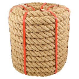 Hemp Rope Thick Natural 1-1/2 in X 100 Ft Twisted Manila Rope for Tug of War Adult, Outdoor Porch Swing Bed, Railing,Landscaping,Natical Rope