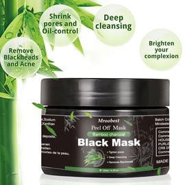 Mroobest Blackhead Remover Mask for Face, Peel Off Face Mask, Charcoal Face Mask, Purifying and Deep Cleansing Skin, for All Skin Types, 120ml