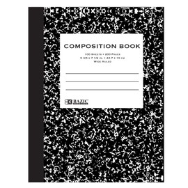 BAZIC Composition Book Wide Ruled 100 Sheet Black Marble Notebook, Writing Journal Comp Lined Notebooks for School, 48-Pack
