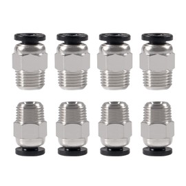 AIDOMAK 8 Pcs PC4-M10 Pneumatic Fitting for 3D Printers, Stainless Steel & Plastic, Quick-Connect, 4mm, M10, Fittings