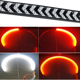 UWDESY 23.7in 5-Row Red White LED Tailgate Light Bar,Red Brake Running,Turn Signal Light Scanning Functions White Reverse Tail Light Strip for Truck Trailer Pickup RV Car ATV UTV RZR Golf Cart