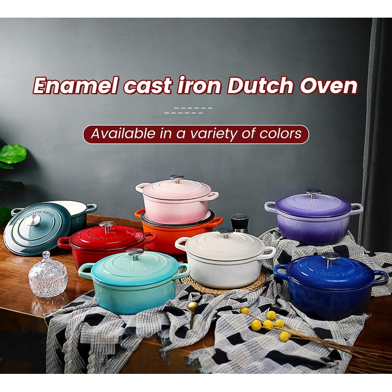 EDGING CASTING Enameled Cast Iron Covered 5.5 Quart Dutch Oven