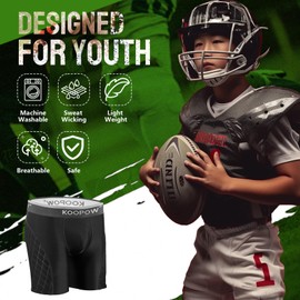 KOOPOW Boys' Sliding Shorts Youth Padded Slider Shorts Sliding Pads with Cup Pocket for Baseball, Football, Lacrosse, Hockey,Black-S