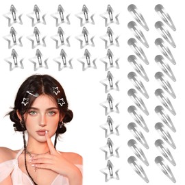 40 Pcs Star Hair Clips, Metal Star Clip, 2 Styles of Stars Styling Barrettes, Stars Cute Silver Hair Accessories Non-slip Snap Clips for Kids, Girls, And Women Carnival Concert Party Dance (Silver)