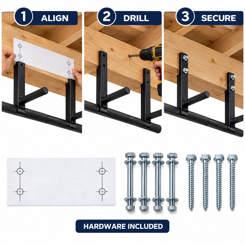 Heavy Duty Joist Mount Pull Up Bar, 42 Inch Wide