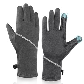 Tiny Chou Winter Gloves Women Men, Warm Gloves Cold Weather, Touchscreen Non-Slip Thermal Gloves for Running Cycling Driving Hiking, Windproof Lightweight Bike Gloves, Grey - Xlarge