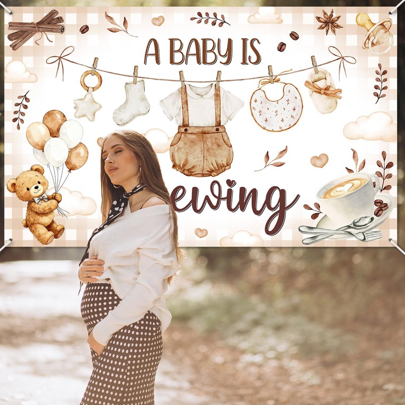 Avezano A Baby is Brewing Banner Coffee Themed Baby Shower