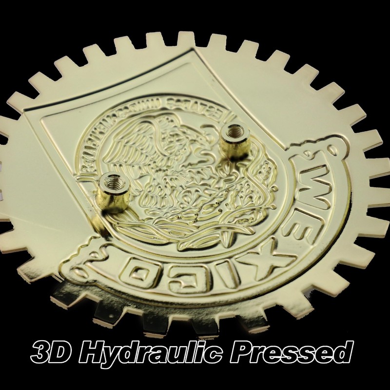 Premium Gold ISO 9001 Mexico Flag Golden Grill Badge Golden