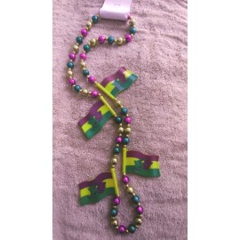 Comedy Tragedy Mard Gras Flag Necklace
