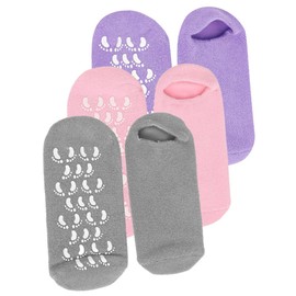 VICASKY 3 Pairs Gel Moisturizing Socks for Women Cotton Foot Care with Slip Dots Reusable Nursing Socks for Dry Cracked Heels for Overnight Use