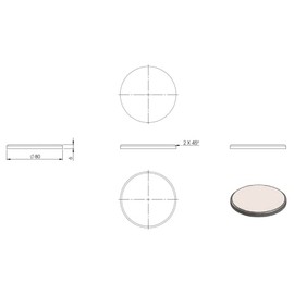 edelstahlonline24 Round Diameter 80 mm with Bevel, Thickness 6 mm, Ground on One Side, with Round Cut, V2A Stainless Steel
