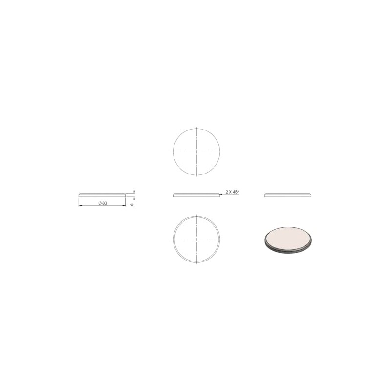 edelstahlonline24 Round Diameter 80 mm with Bevel, Thickness 6 mm,