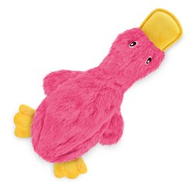 Best Pet Supplies Crinkle Dog Toy for Small, Medium, and Large Breeds, Cute No Stuffing Duck with Soft Squeaker, Fun for Indoor Puppies and Senior Pups, Plush No Mess Chew and Play - Pink