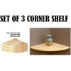 Set Of 3 Natural Wood Corner Shelf Wall Mounted Storage