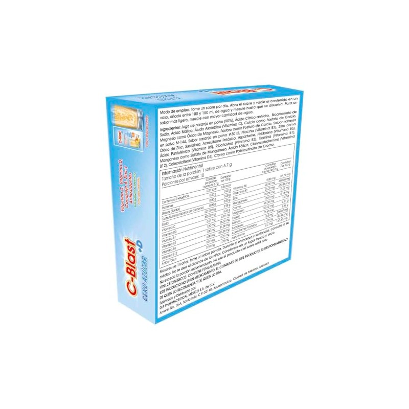 CERO AZÚCAR Vitamina C, Vitamina D, Complejo B, Zinc y