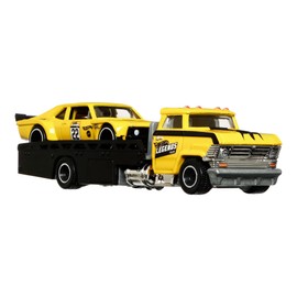 Hot Wheels Legends Team Transport Truck & Race Car, Celebrates Racing Experience & Car Culture, Premium Vehicles, Gift for Race Fans & Toy Car Collectors
