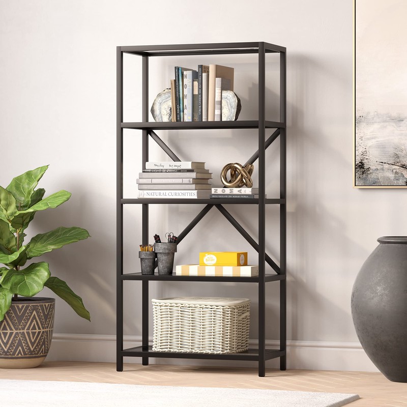 Etta 63'' Tall Rectangular Bookcase in Blackened Bronze