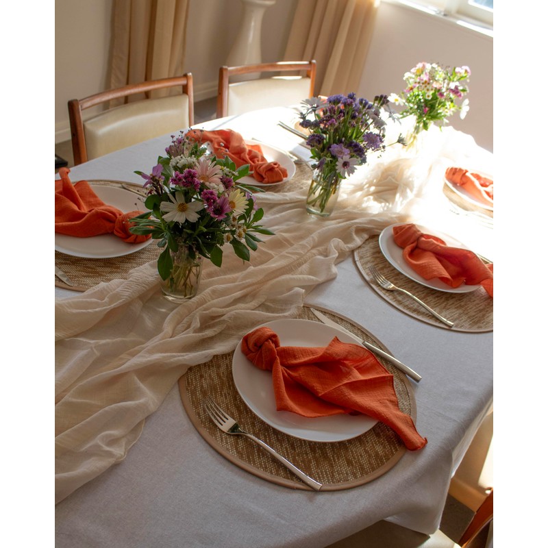 Generic Burnt Sienna Orange 100% Linen Cloth Cotton Square Napkins,