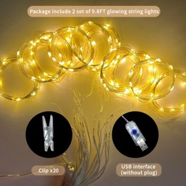 HAEFOO 20×10ft White Tulle Backdrop Curtains with Lights String for Wedding Parties Sheer Backdrop Curtain Backdrop for Engagement Bridal Baby Shower Birthday Party Home Decoration 5ft×10ft, 4 Panels