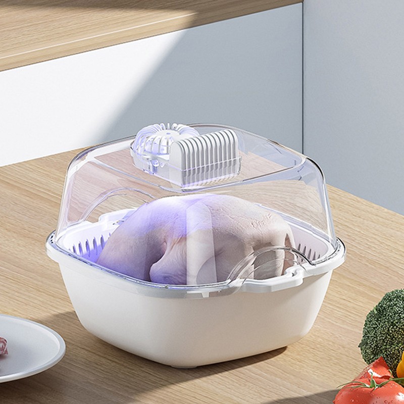 Household Defrosting Box Large Capacity Double Layer Drain Timing USB