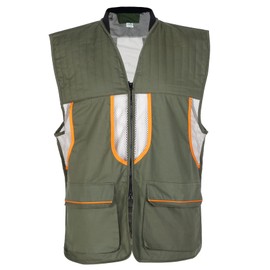 AUSCAMOTEK Upland Field Vest for Deer Bird Hunting with Green Camouflage, Adjustable, Multiple Pockets, and Recoil Pad XL/XXL