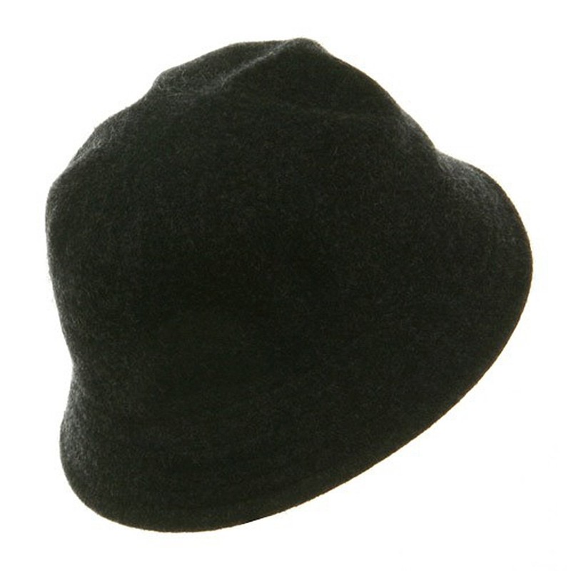 Wool Bucket Hat with Stitches-Charcoal Grey W15S41B