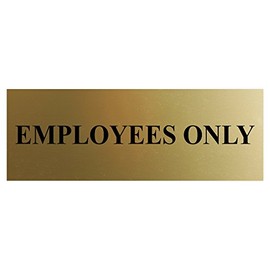 All Quality Basic Employees Only Wall or Door Sign - Easy Installation | Staff Only Signage‌ - Brushed Gold - Small (5 Pack)