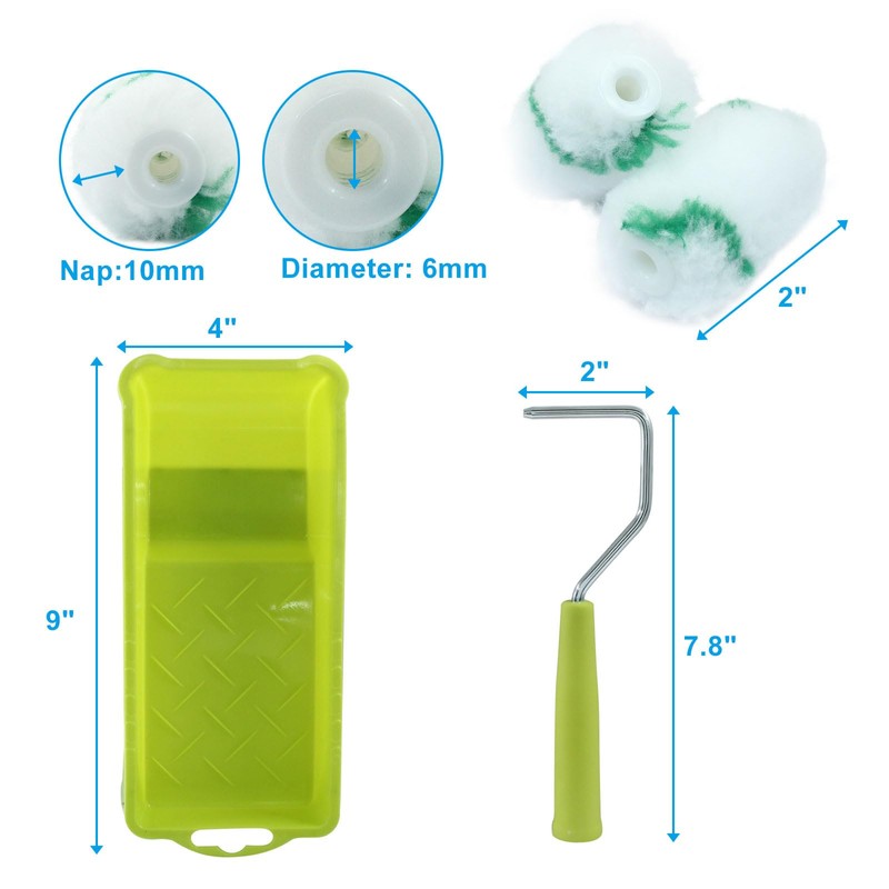 Hordion 2 Inch Paint Roller Kit, Microfiber Roller Covers with