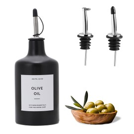 HOMCDALY Ceramic Olive Oil Dispenser Bottle, 16oz Oil Dispenser Bottle for Kitchen, Oil Container, Kitchen Oil Dispenser（Black）