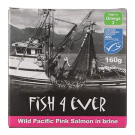 Fish 4 Ever Wild Pacific Pink Salmon in Brine, 160g