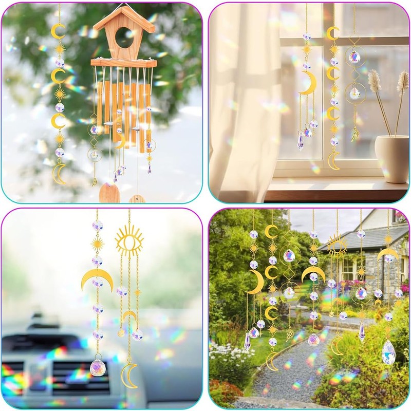 Aililong Sun Catcher Crystal Set of 6 - Rainbow Effect
