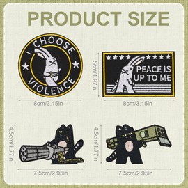 4pcs I Choose Violence Patches, Funny Morale Patches Animal Embroidery Patch Military Patches Applique Patches for Backpacks, Dog Harness, Jackets, Hats, Vests