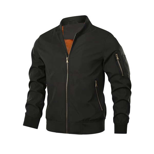 HOOD CREW Men’s Bomber Jacket Lightweight Casual Stylish Spring Fall