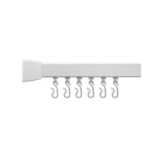 Croydex Professional Profile 800 Straight Shower Rail with Hooks and Gliders, 183 cm, White