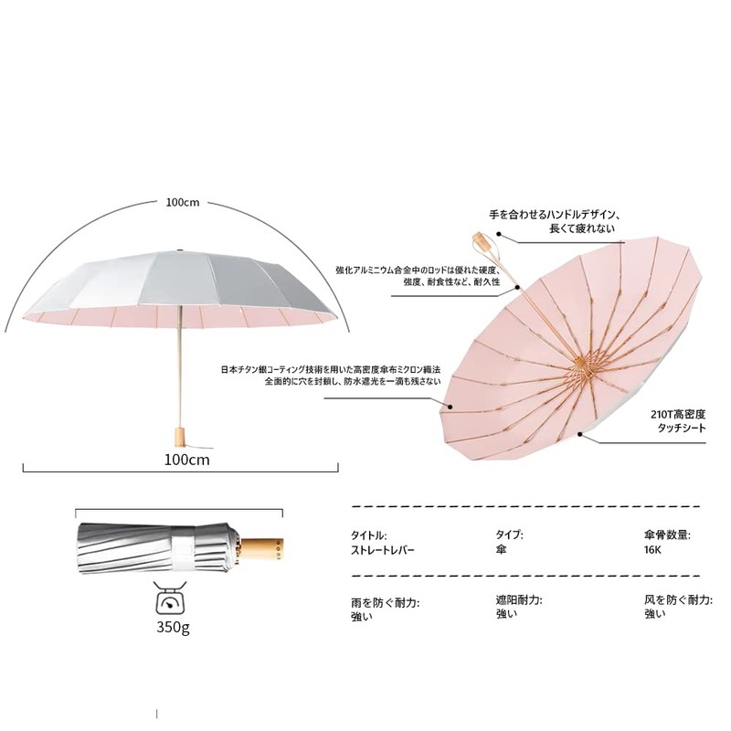 Dlin Men's Folding Umbrella, Large, Japanese Style, For Sun or