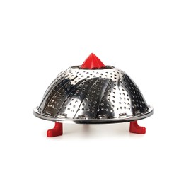 RSVP International Endurance Kitchen Collection Expandable Vegetable Steamer, 9-inch, Silicone Feet, Stainless Steel