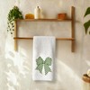 Coquette Green Checkered Bow Kitchen Towels, Black and White Checkerboard