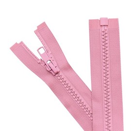 Sawoake 2 cremalleras separadoras #5 de 24 pulgadas para coser abrigos, chaqueta con cremallera, cremalleras de plástico moldeado rosa a granel, herramientas de costura para sastrería DIY para prendas