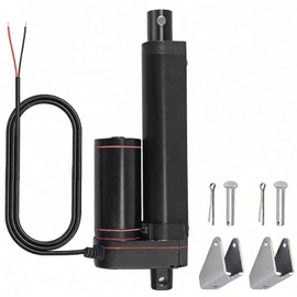 Justech 12V Linear Actuator 160LBS/750N-6inch/150mm 10mm/s Linear Motion Actuator with IP65 Waterproof & Mounting Brackets for Electric Door Window Bed RV Industrial Machinery Solar Tracker, Black