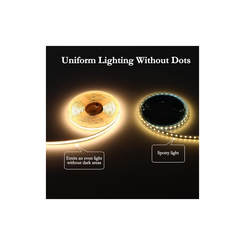 JOYLIT 12V COB LED Strip Lights 6M 3000K IP65 Waterproof
