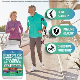 Quercetin Zinc Vitamin C Vitamin D Bromelain Elderberry - Nettle Supplement with Artemisinin, Sea Moss, Echinacea - 120 Count