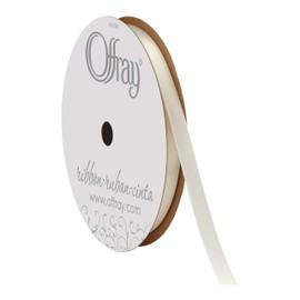 Offray Singleface Satin 1/4" 20 yd Antique White Ribbon, 1/4 Inch x 20 Yard