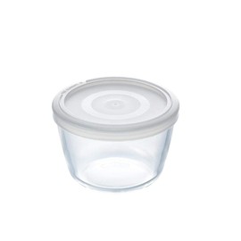 Pyrex Round Container with lid, 12 cm – 0.6 L, Extra Resistant Borosilicate Glass, Oven Safe, 12cm