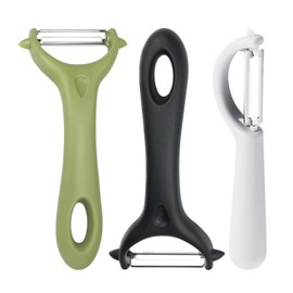 2 Pieces of Y-Type Peelers and 1 Piece of P-Type Peeler, Stainless Steel Manual Peeler, Multi-Functional Planer, Kitchen Utensils, Suitable for Peeling Fruits (Green, Black)